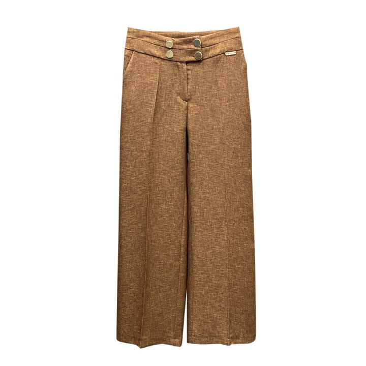 NDL Women 4-Button Wide Leg Pants Brown - Ciudad Real