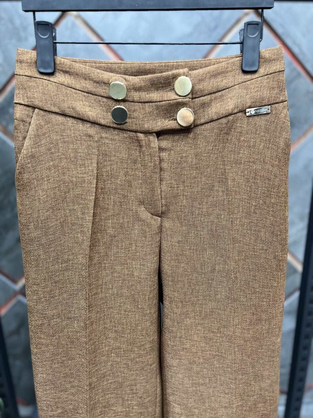 NDL Women 4-Button Wide Leg Pants Brown - Ciudad Real