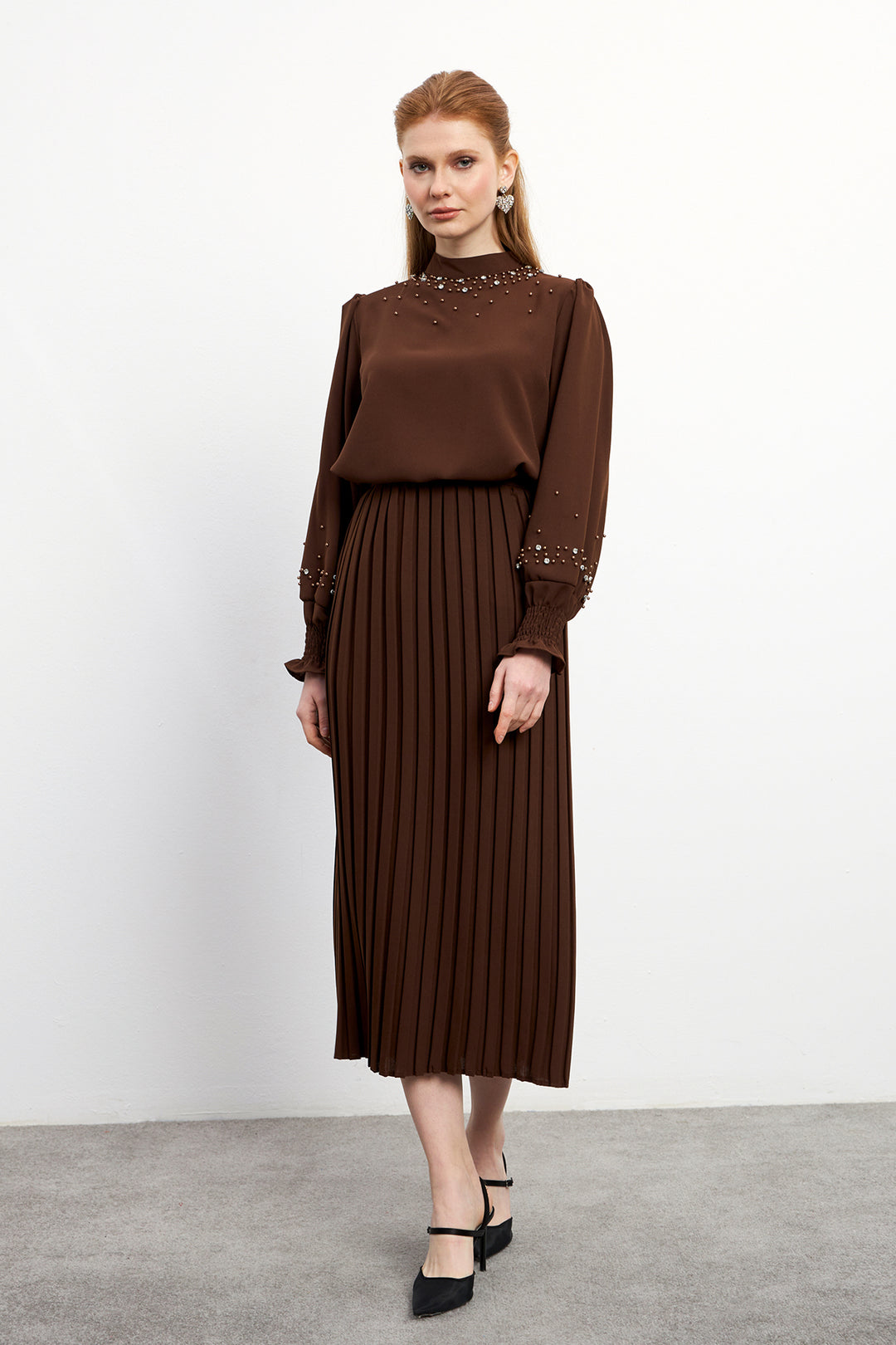 ZRF Women Valeria Skirt and Blouse Set - Brown - Llanelli
