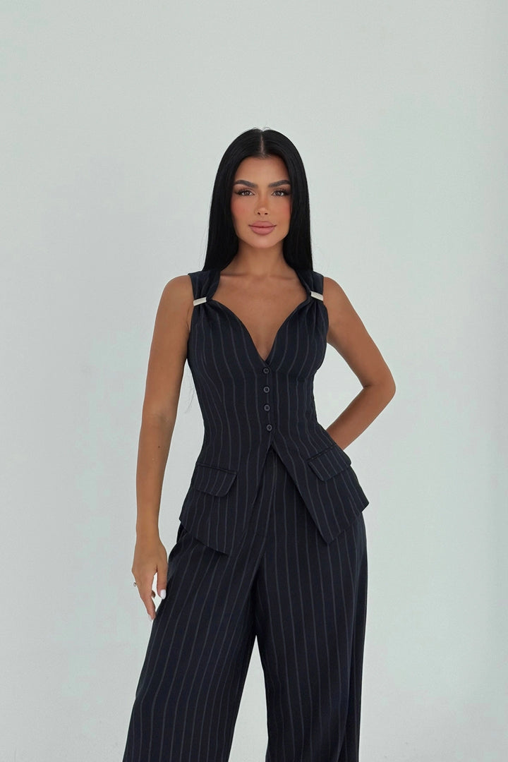 EYY Women Navy Blue Wooden Suit - Cerignola