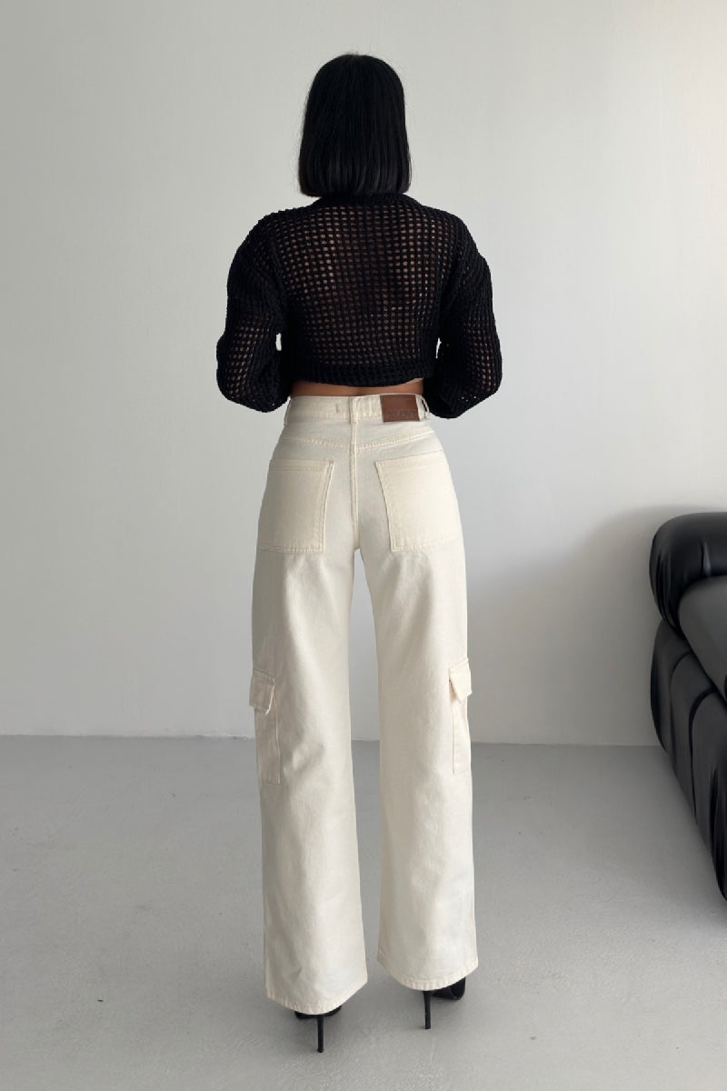 XLJ Cargo Pocket Wide Leg Jean Mixed - Hampton