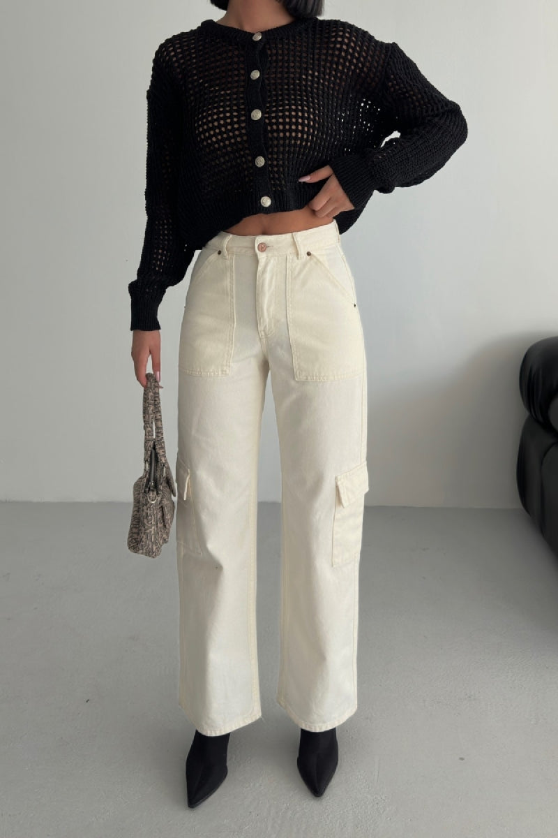 XLJ Cargo Pocket Wide Leg Jean Mixed - Hampton