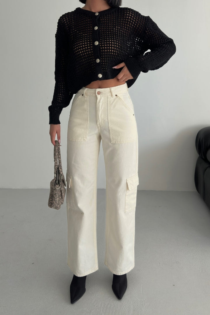 XLJ Cargo Pocket Wide Leg Jean Mixed - Hampton