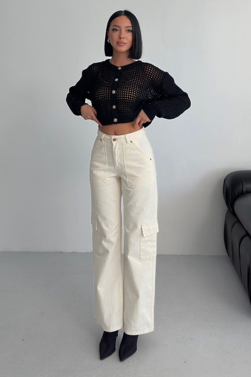 XLJ Cargo Pocket Wide Leg Jean Mixed - Hampton