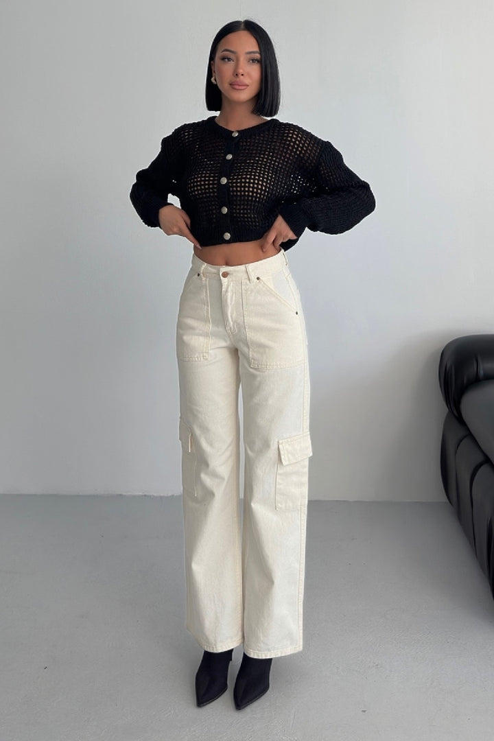 XLJ Cargo Pocket Wide Leg Jean Mixed - Hampton