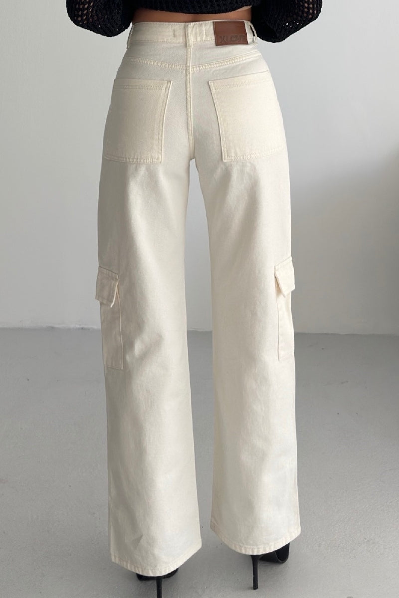 XLJ Cargo Pocket Wide Leg Jean Mixed - Hampton