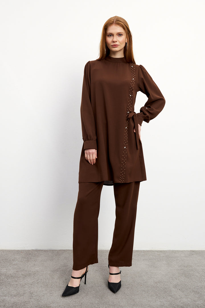 ZRF Women Eliza Tunic Pants Set - Brown - Pejë