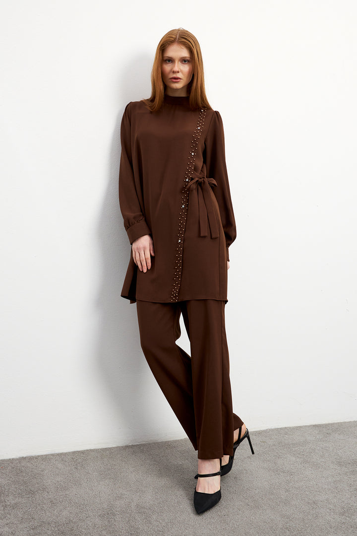ZRF Women Eliza Tunic Pants Set - Brown - Pejë