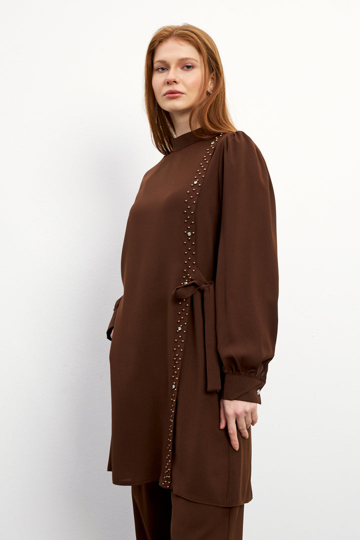 ZRF Women Eliza Tunic Pants Set - Brown - Pejë