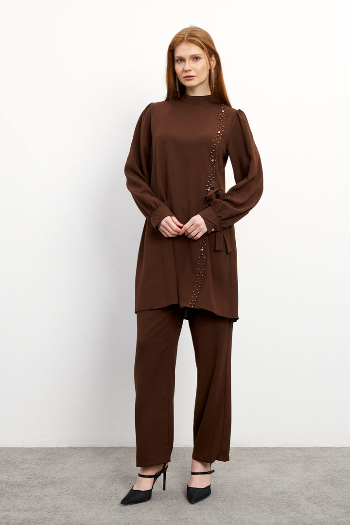 ZRF Women Eliza Tunic Pants Set - Brown - Pejë