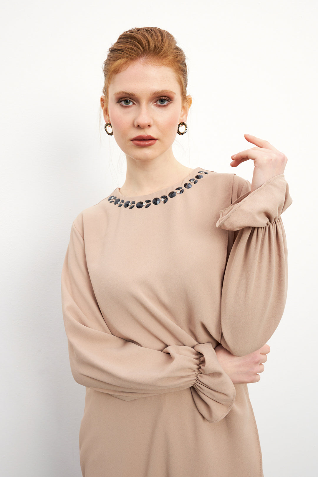 ZRF Women Asymmetric Cut Tunic Pants Suit - Beige - Deinze