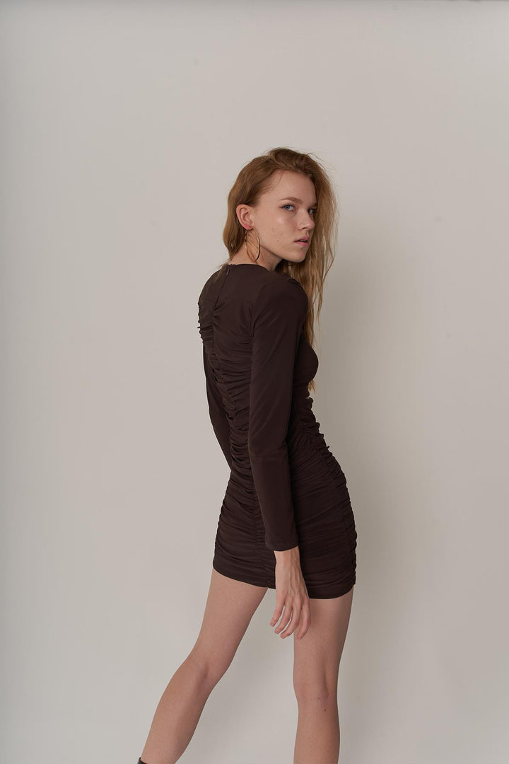 HLLY Women Joly Dress Coffee - ليناريس