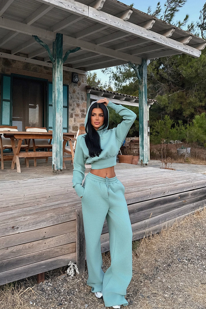 EYY Women Turquoise Scarf Hooded Tracksuit - Santee