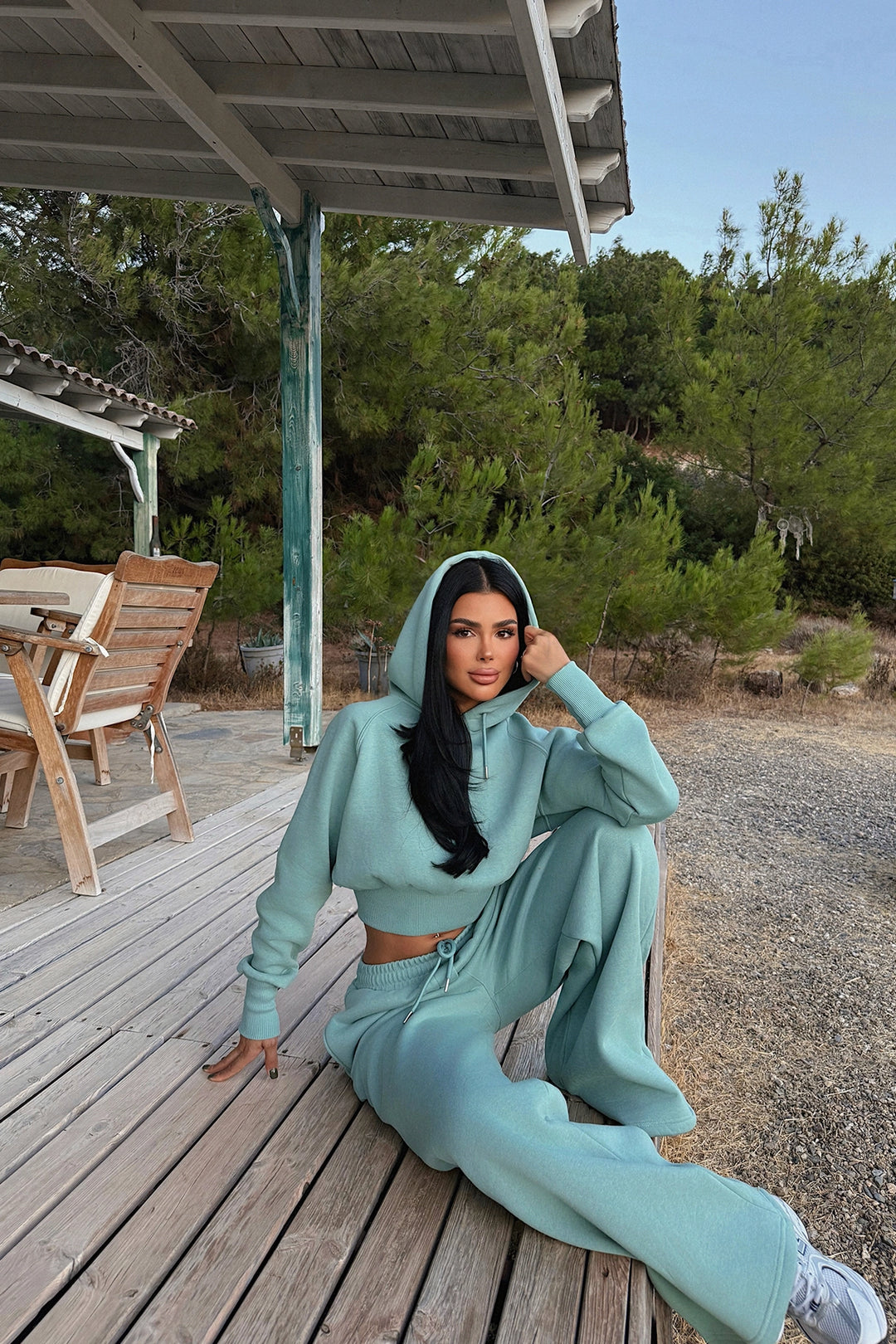 EYY Women Turquoise Scarf Hooded Tracksuit - Santee