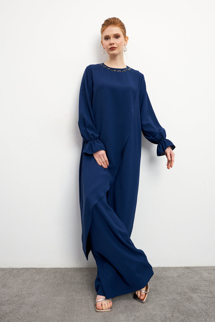 ZRF Women Asymmetric Cut Tunic Pants Suit - Indigo - Bremerhaven