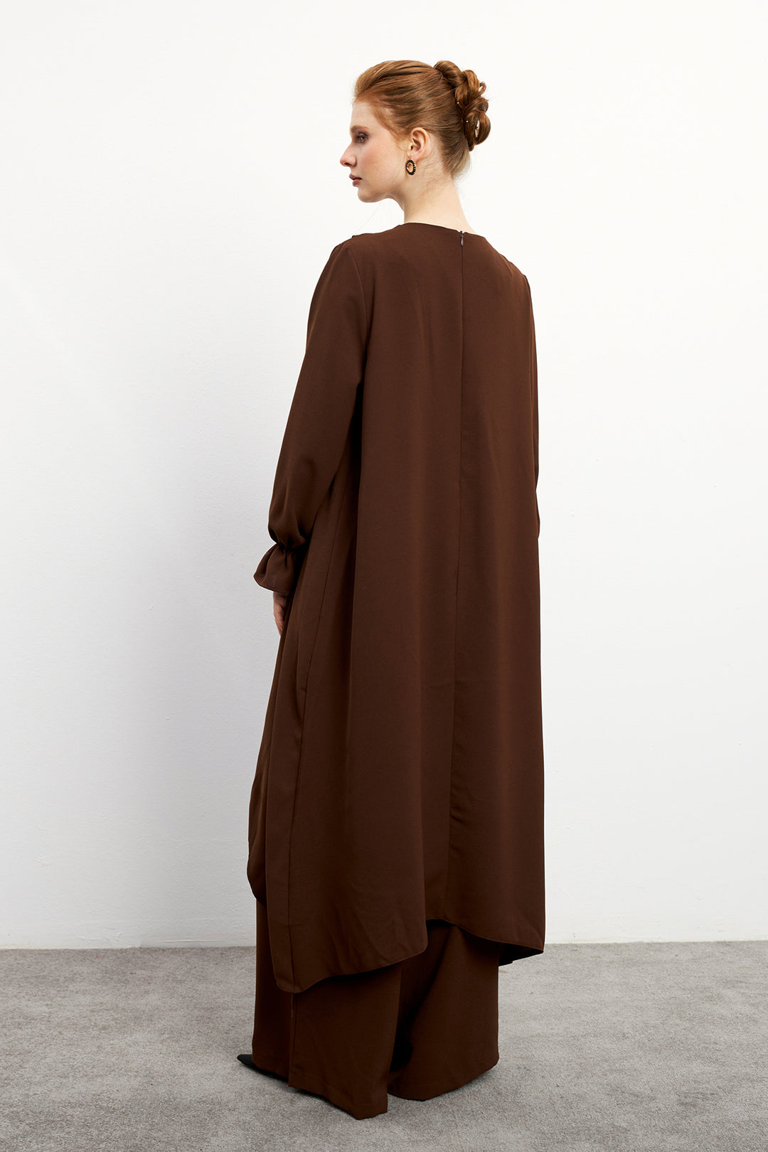 ZRF Women Asymmetric Cut Tunic Pants Suit - Brown - Sevran