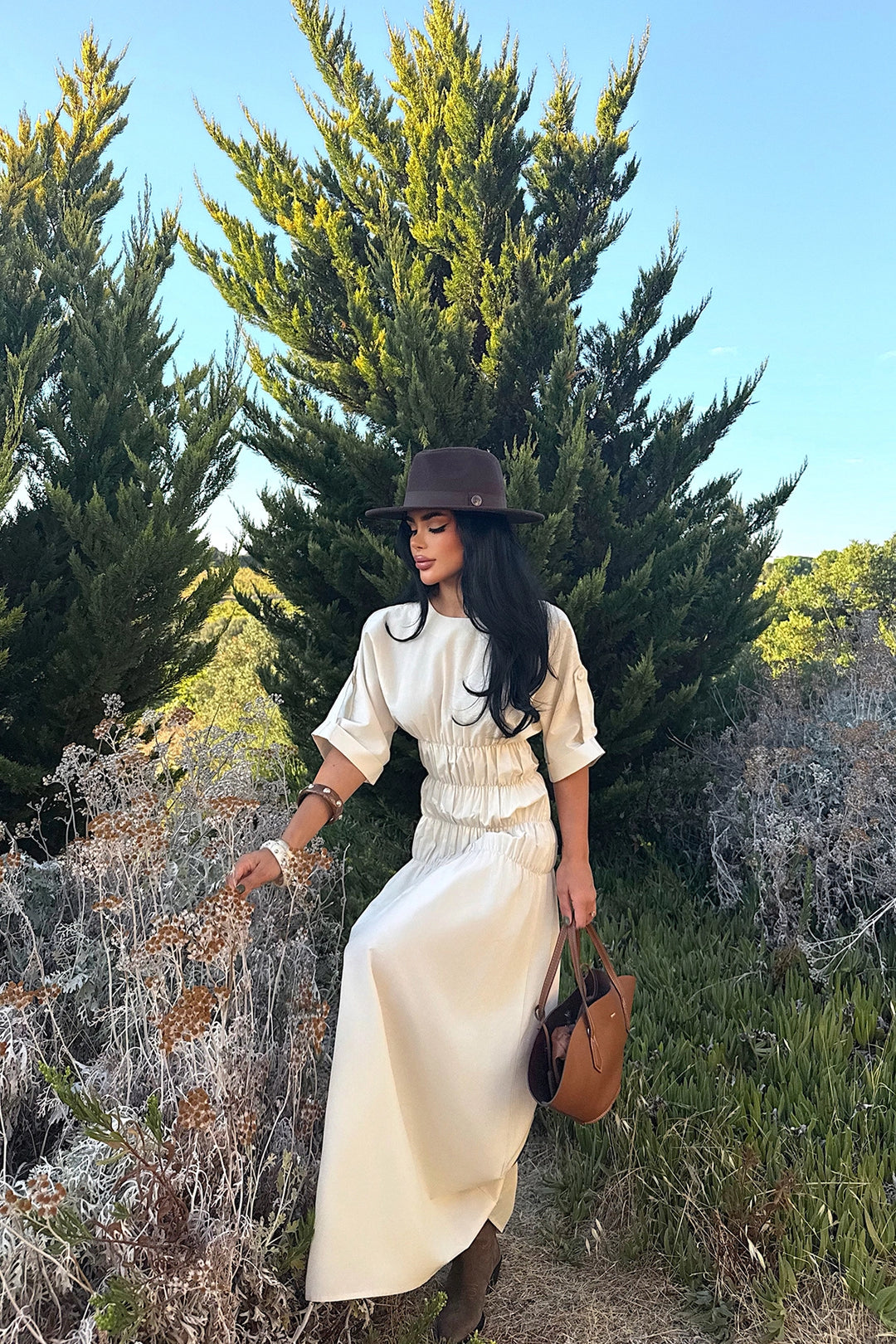 EYY Women Bej Volan Detaylı Uzun Elbise - Vaslui