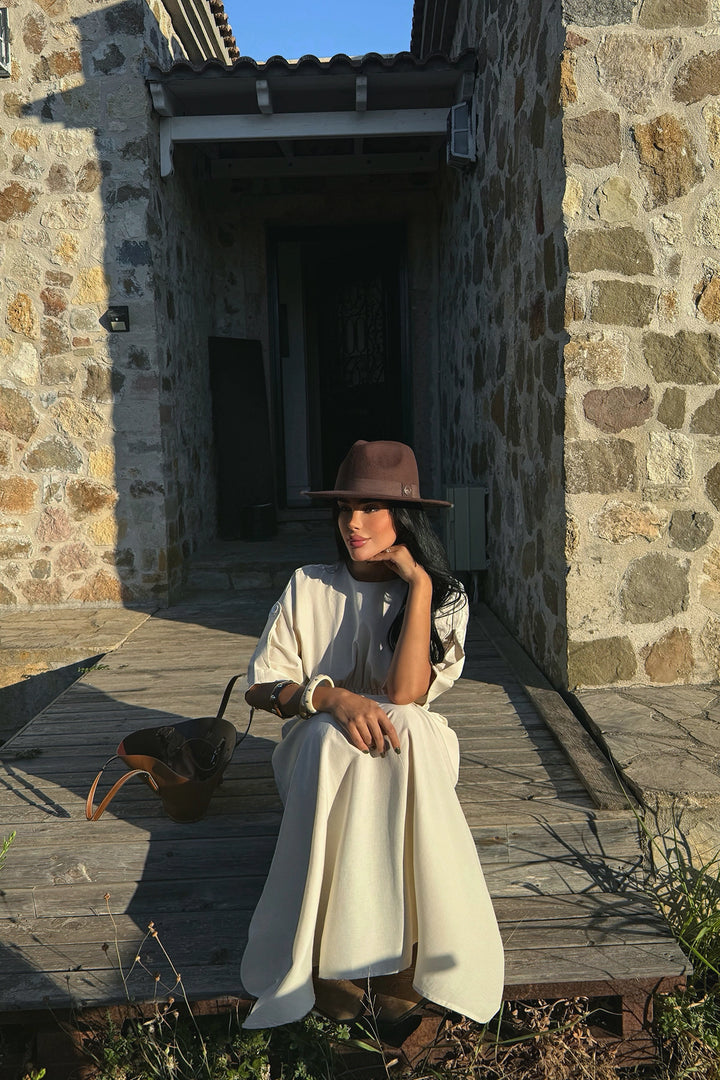 EYY Women Bej Volan Detaylı Uzun Elbise - Vaslui