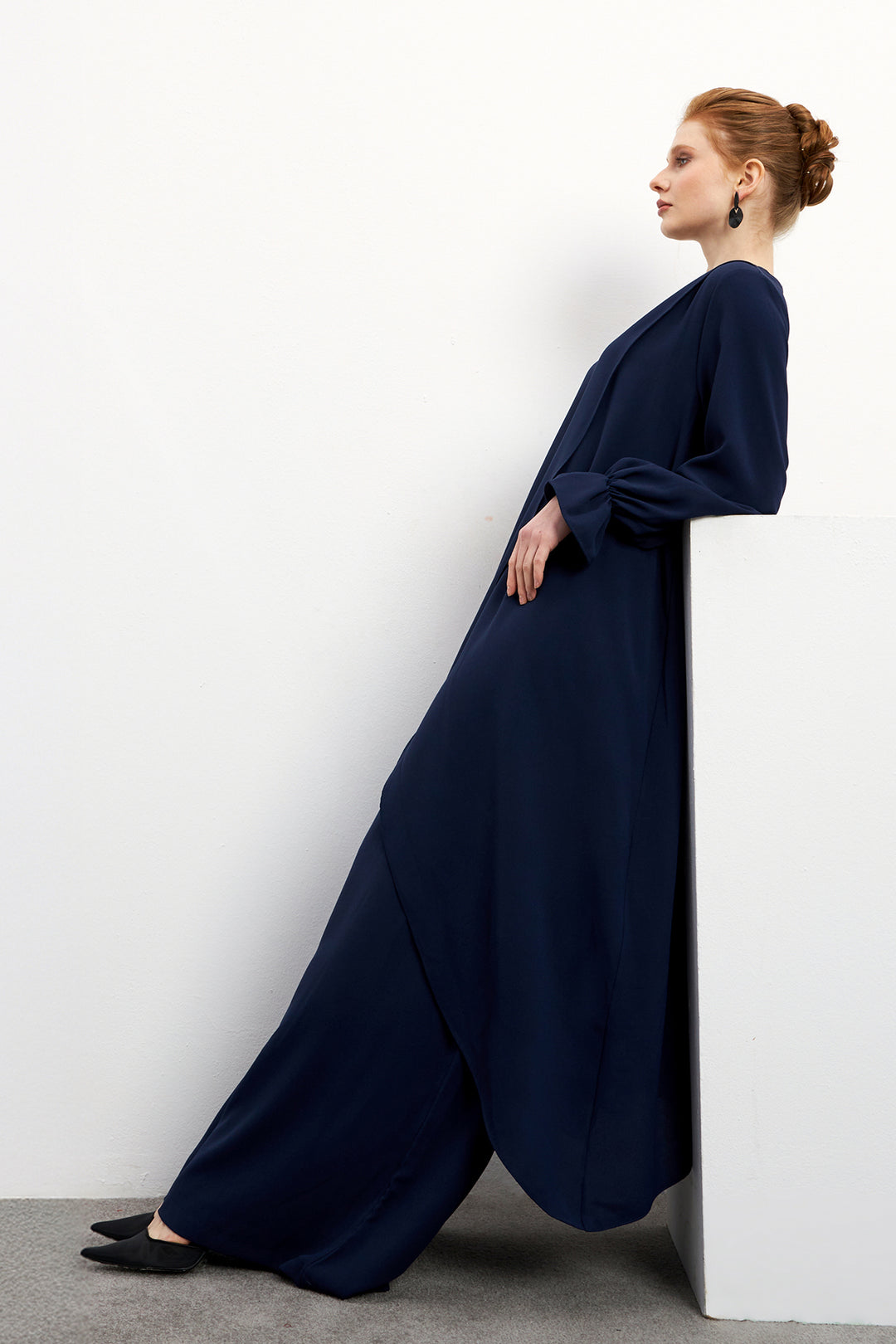 ZRF Women Asymmetric Cut Tunic Pants Suit - Navy Blue - Peristéri