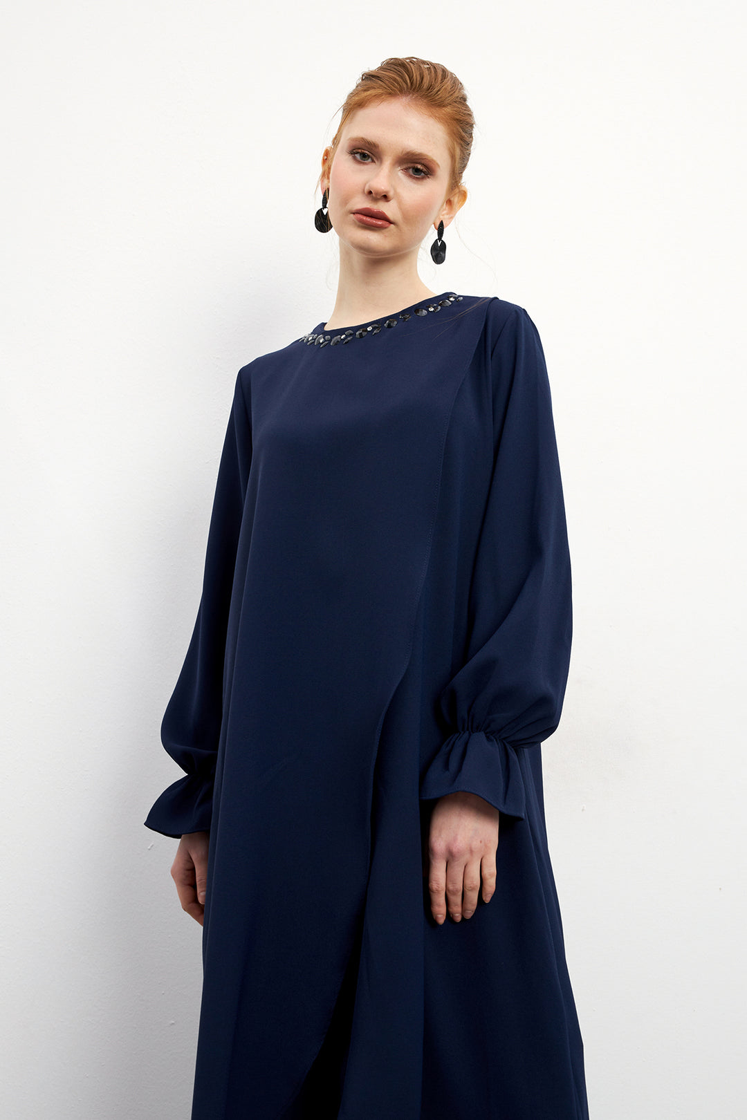 ZRF Women Asymmetric Cut Tunic Pants Suit - Navy Blue - Peristéri