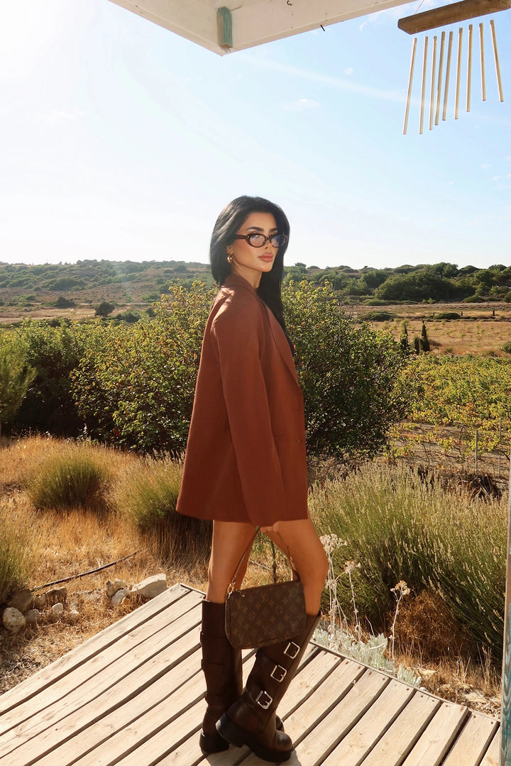 EYY Women Brown Sidrit Oversize Blazer - Camden