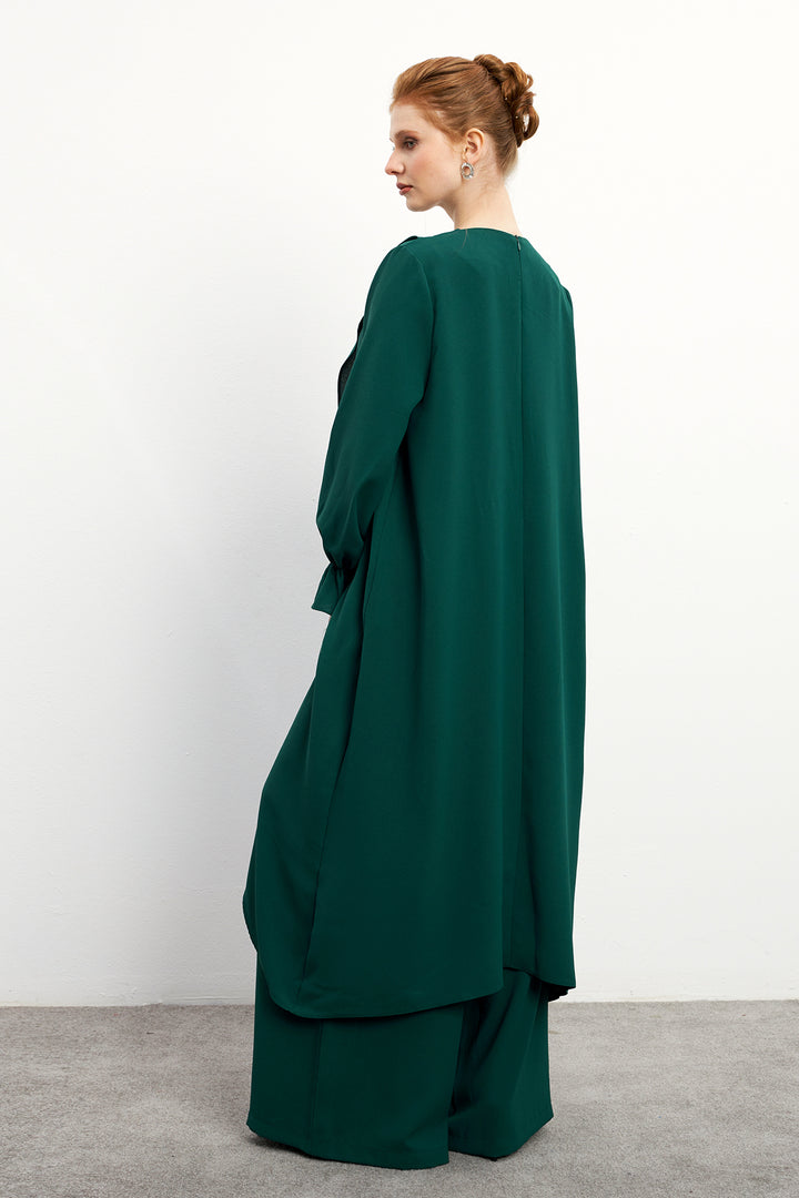 ZRF Women Asymmetric Cut Tunic Pants Suit - Emerald - Southend