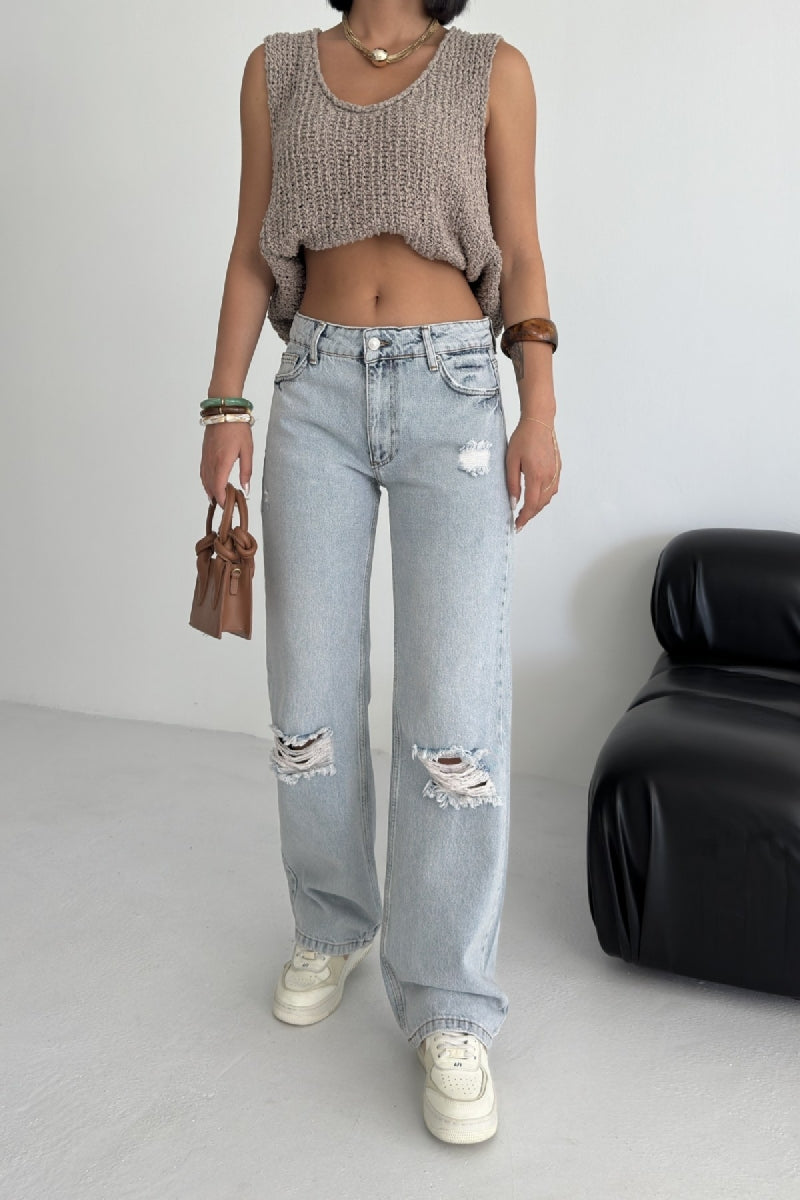 XLJ Palazzo Jean with Ripped Parts Mixed - Bologna