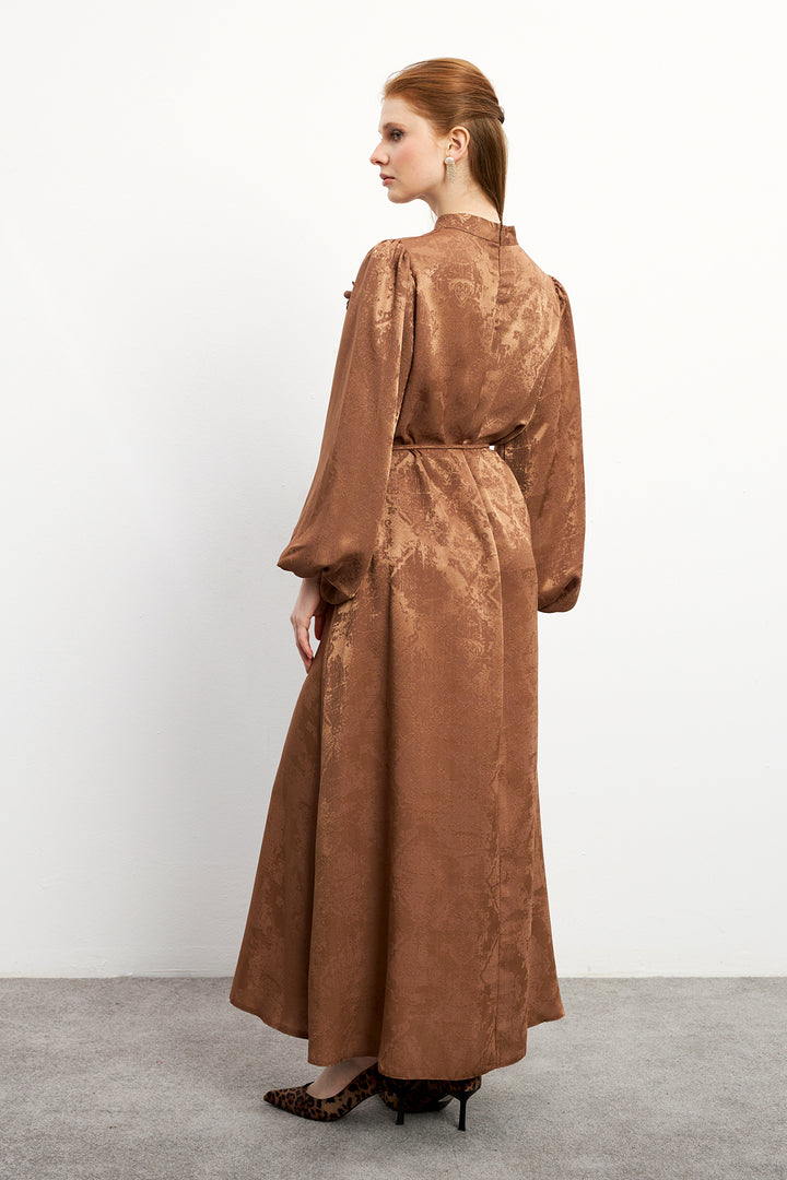 ZRF Women Rose Detailed Jacquard Dress - Camel - Tustin