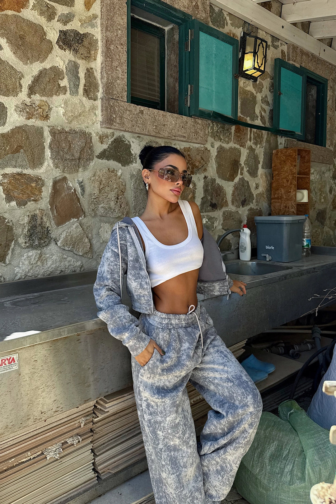 EYY Women Gray Joelle Patterned Tracksuit - Tacámbaro de Codallos