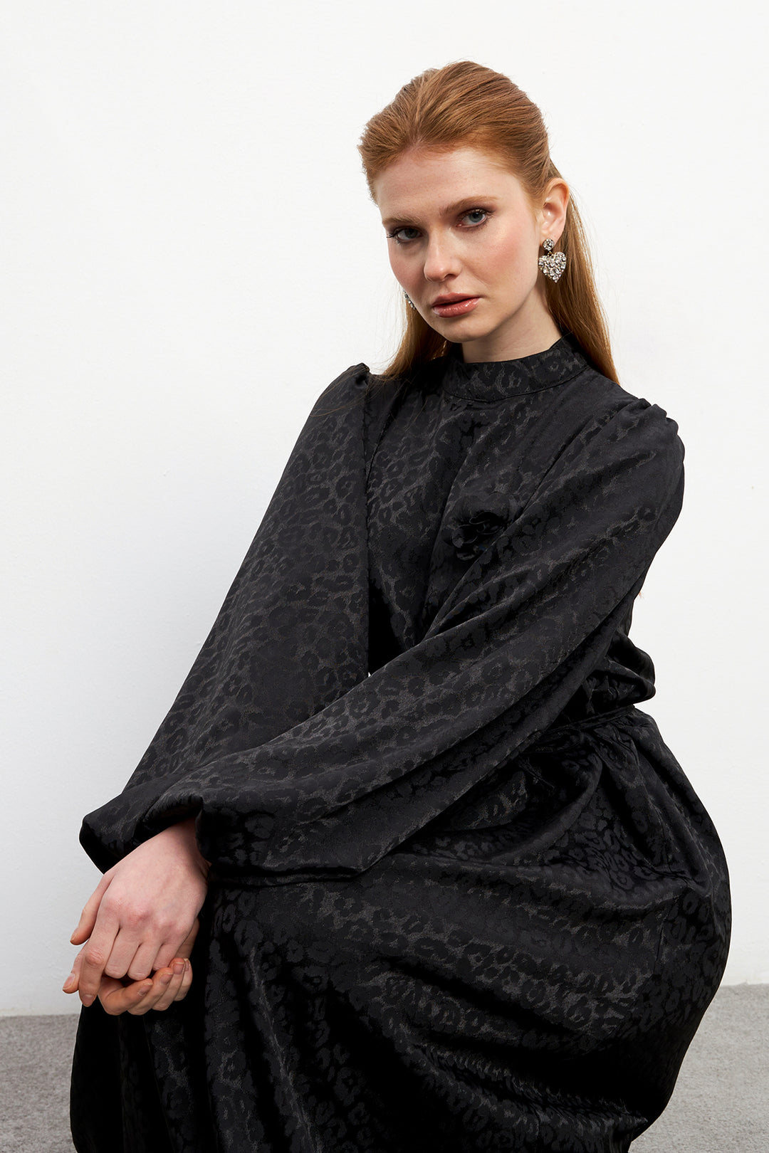 ZRF Women Valen Rose Detailed Jacquard Dress - Black - Villareal