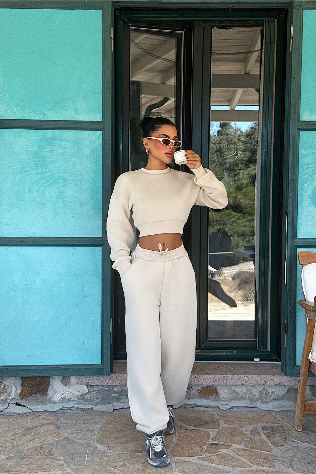 EYY Women Cream Fluid Tracksuit - Silao