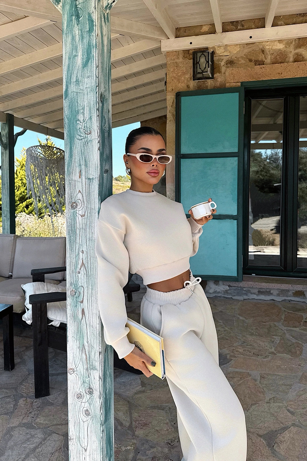 EYY Women Cream Fluid Tracksuit - Silao