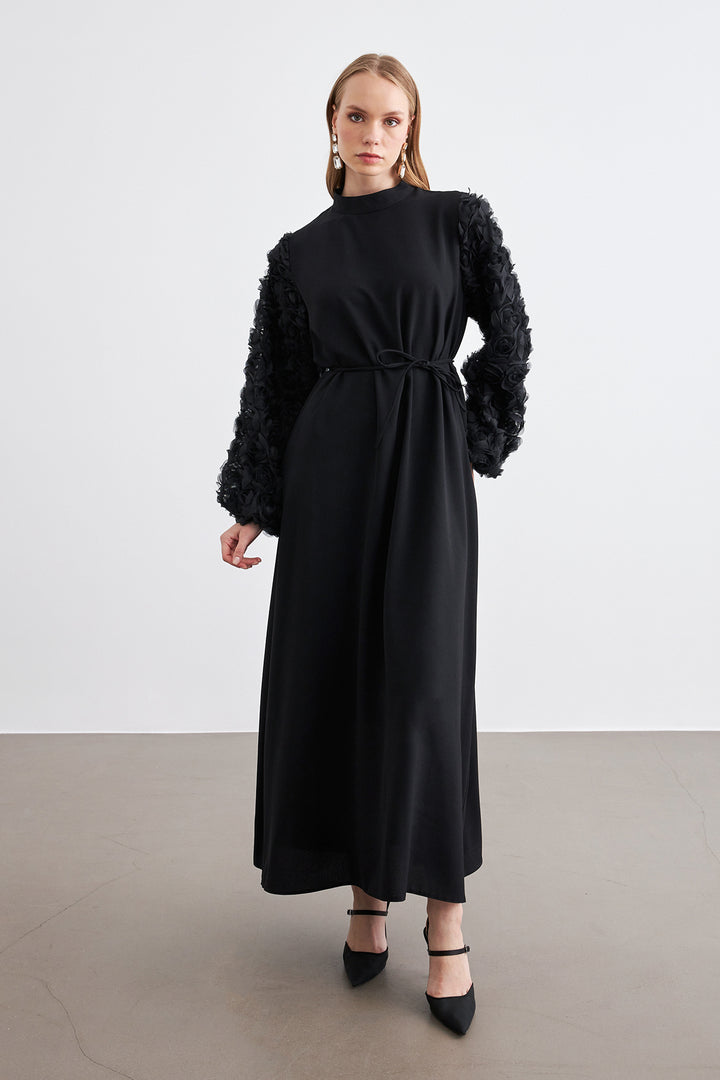 ZRF Women Sleeve Rose Detail Dress - Black - Grande Prairie