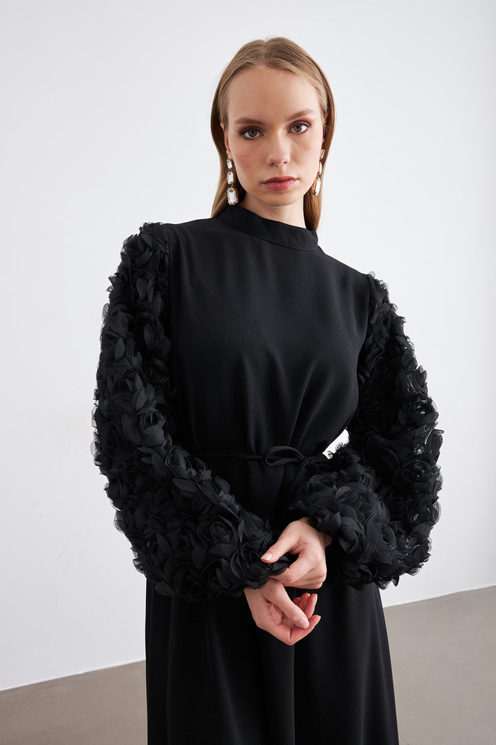 ZRF Women Sleeve Rose Detail Dress - Black - Grande Prairie