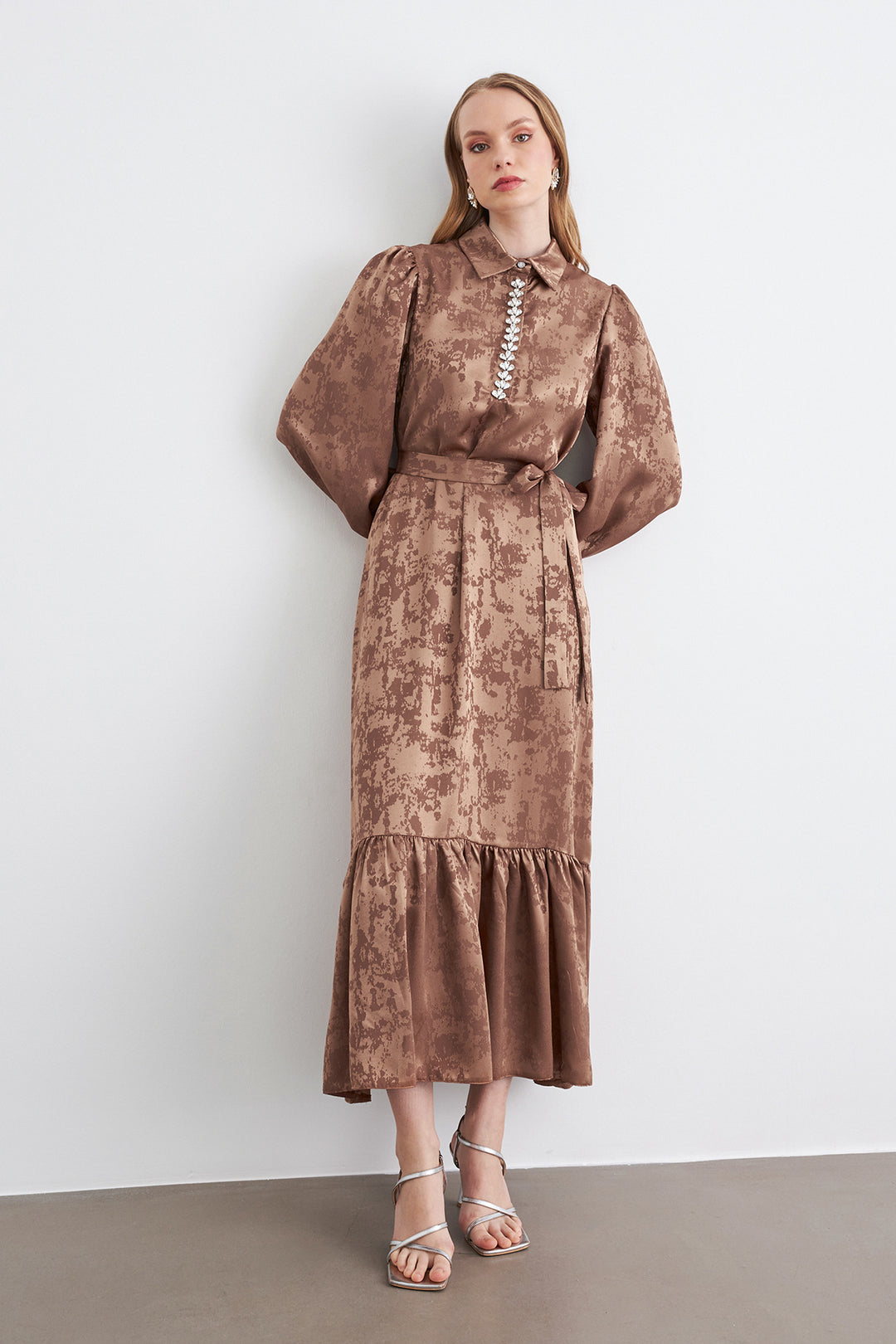ZRF Women Mayra Stone-Embellished Jacquard Dress - Camel - Augusta
