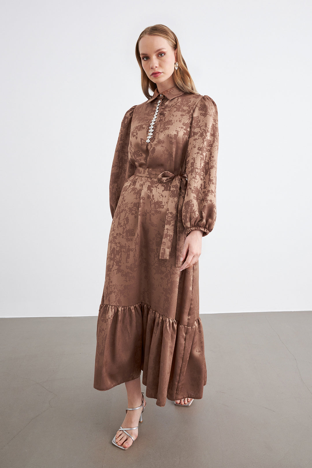 ZRF Women Mayra Stone-Embellished Jacquard Dress - Camel - Augusta