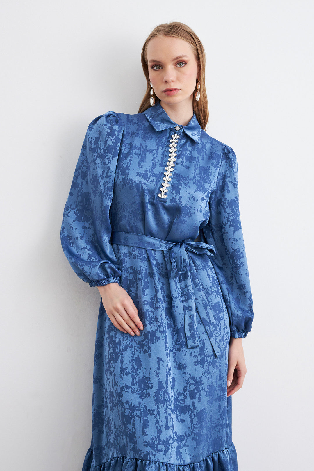 ZRF Women Mayra Stone-Embellished Jacquard Dress - Indigo - Green Bay