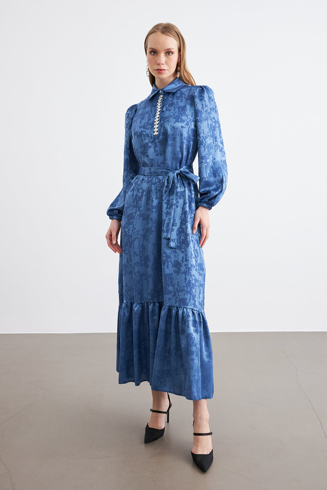 ZRF Women Mayra Stone-Embellished Jacquard Dress - Indigo - Green Bay