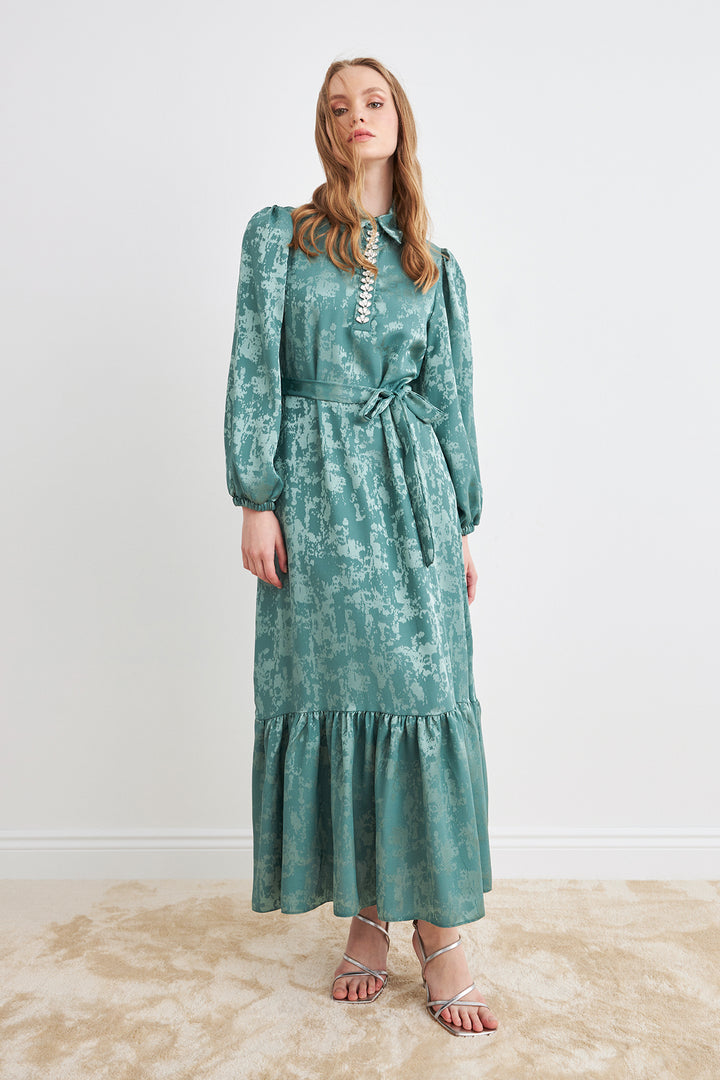 ZRF Women Mayra Stone-Embellished Jacquard Dress - Mint - Atenco