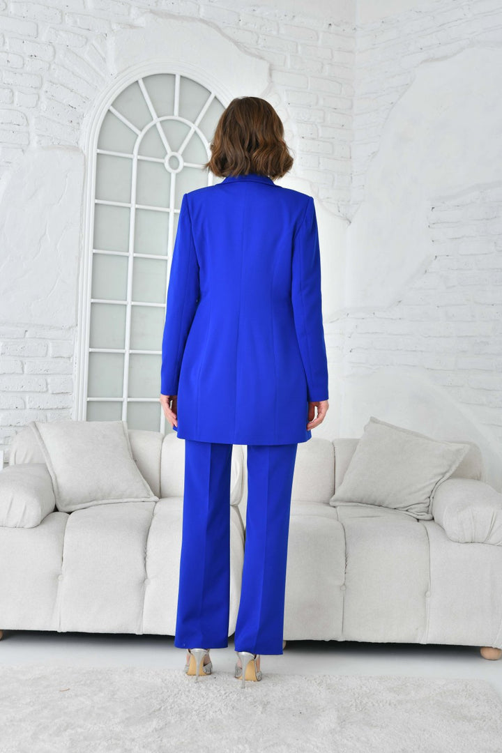 NDL Women Women's Suit with Bar Accessory in Saxe Blue - Ercolano