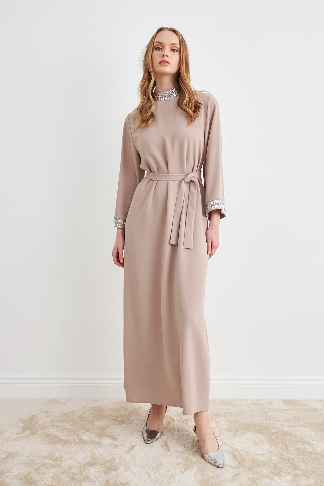 ZRF Women Beril Stone Dress - Beige - Apan