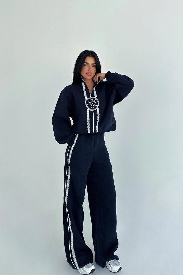 EYY Women Navy Blue Printed Front Tracksuit - Rossano