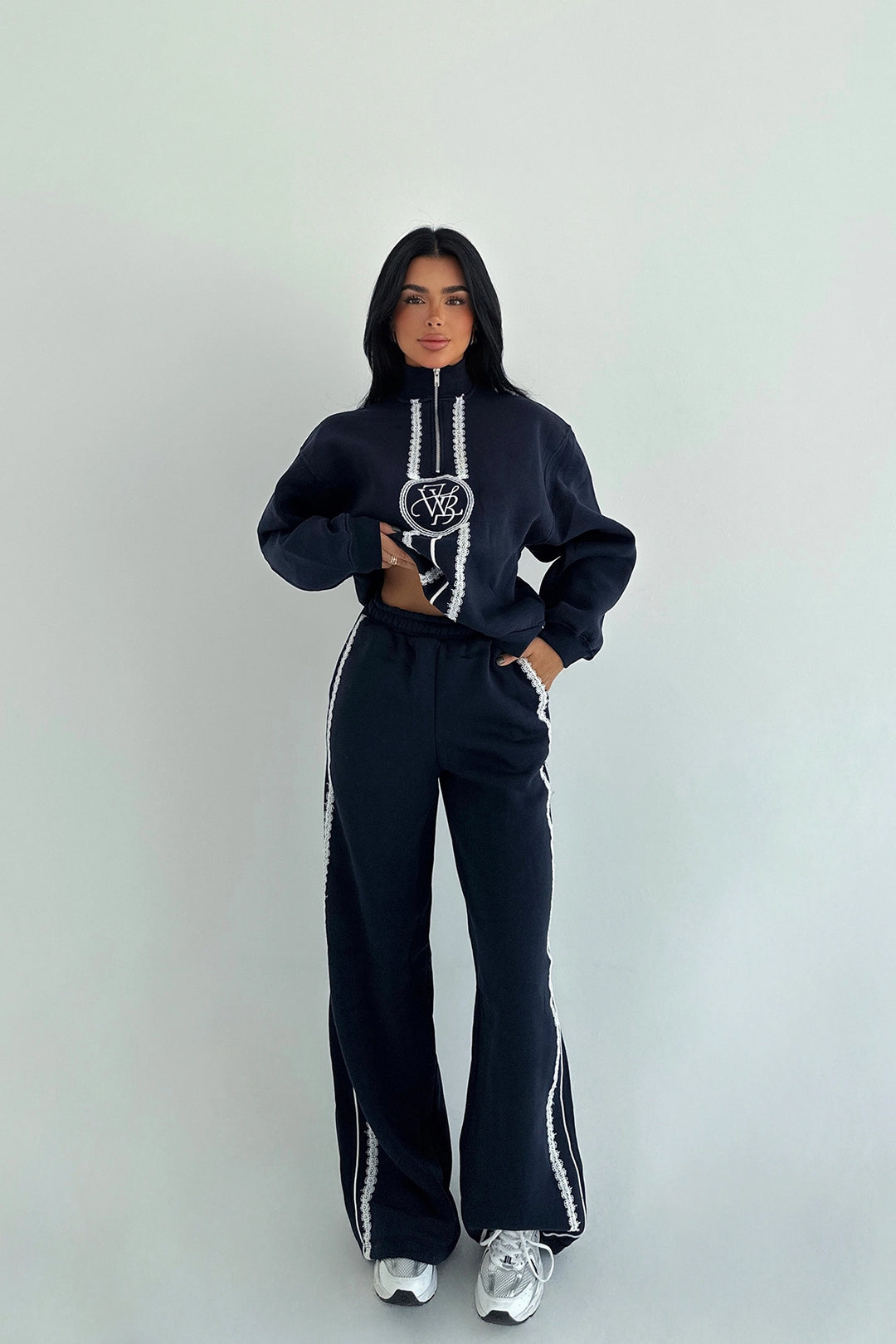 EYY Women Navy Blue Printed Front Tracksuit - Rossano