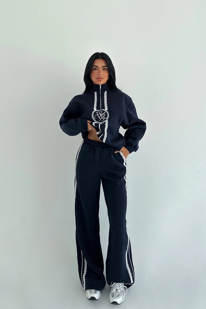 EYY Women Navy Blue Printed Front Tracksuit - Rossano