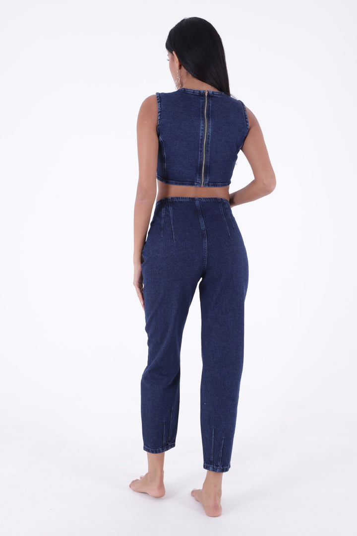 XLJ Boyfriend Jeans مع سهام في الخصر وحواشي مختلطة - Greenock