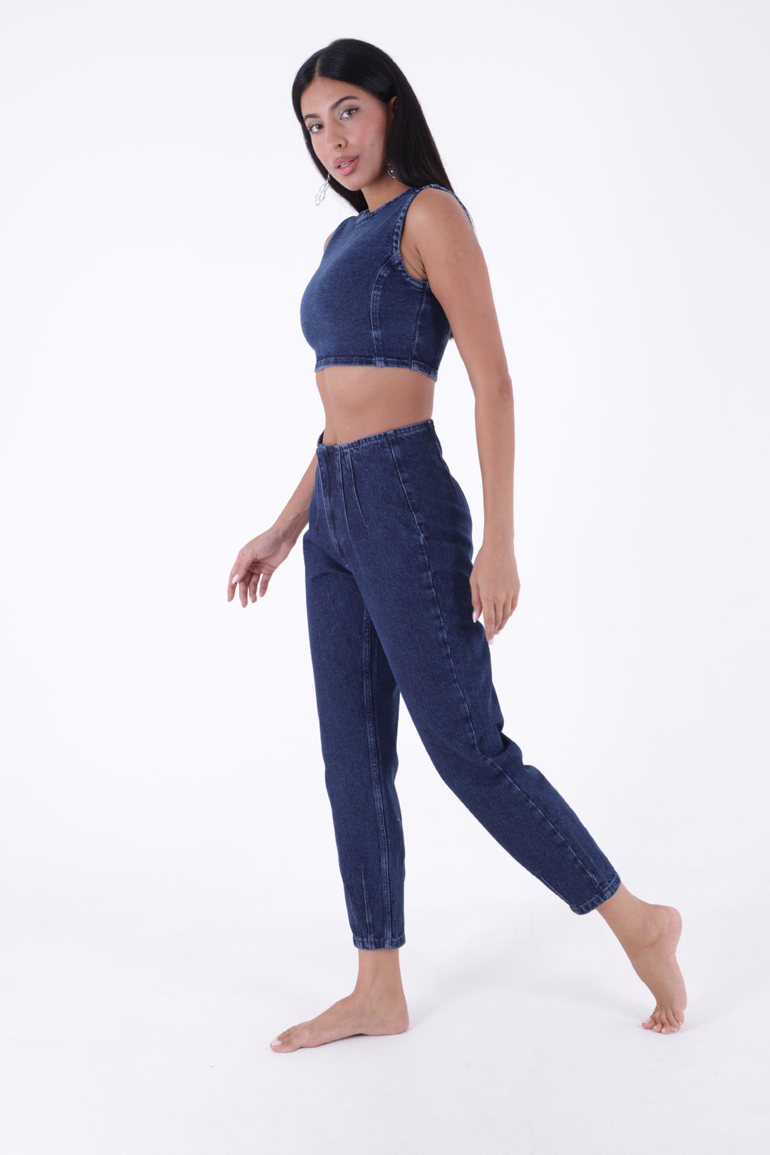 XLJ Boyfriend Jeans مع سهام في الخصر وحواشي مختلطة - Greenock