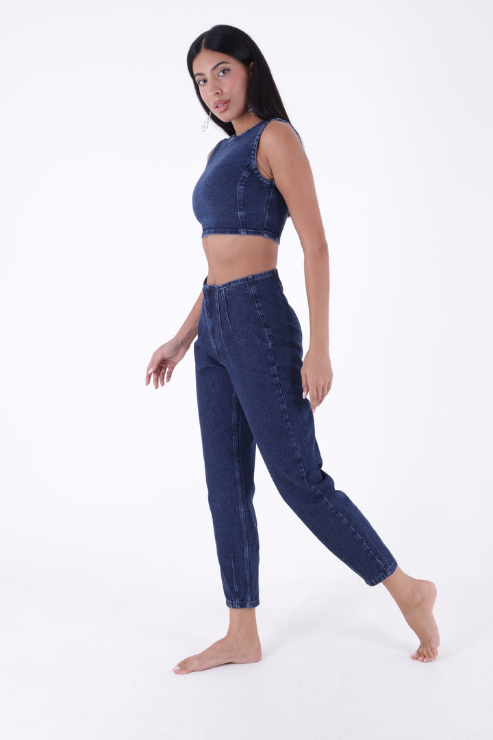 XLJ Boyfriend Jeans مع سهام في الخصر وحواشي مختلطة - Greenock
