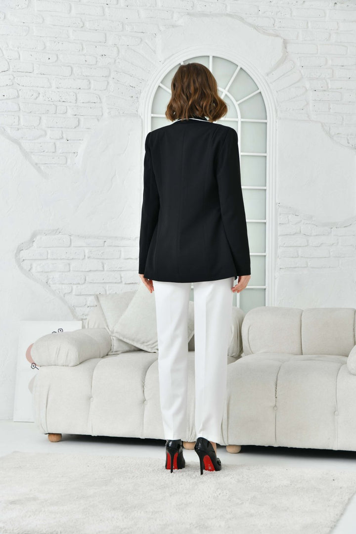 NDL Women Women's Suit with Embroidered Jacket Black - London