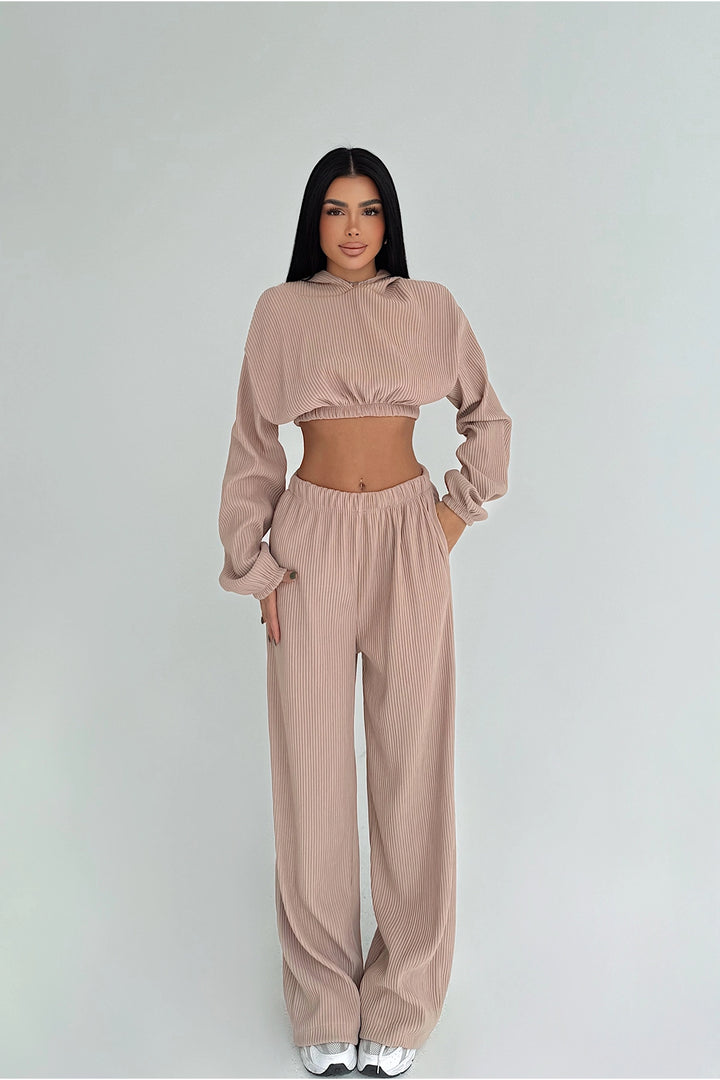 EYY Women Beige Dixie Hooded Top and Bottom Set - Collado-Villalba