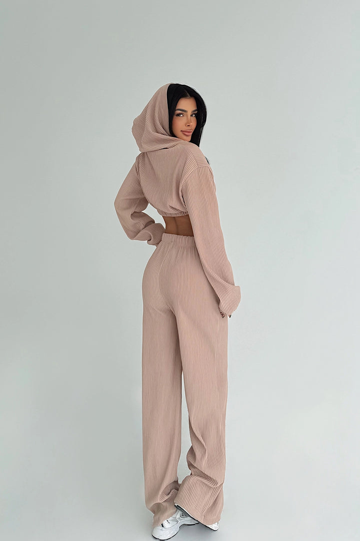 EYY Women Beige Dixie Hooded Top and Bottom Set - Collado-Villalba